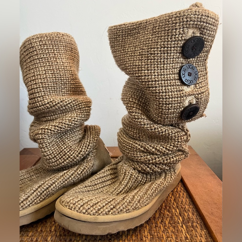 UGG Cardi Knit Tall Tan Boots
